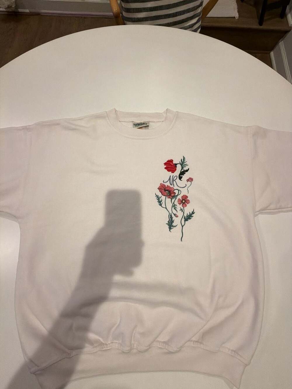 Northern Reflections Vintage Embroidered Floral Sweatshirt Off White Crewneck